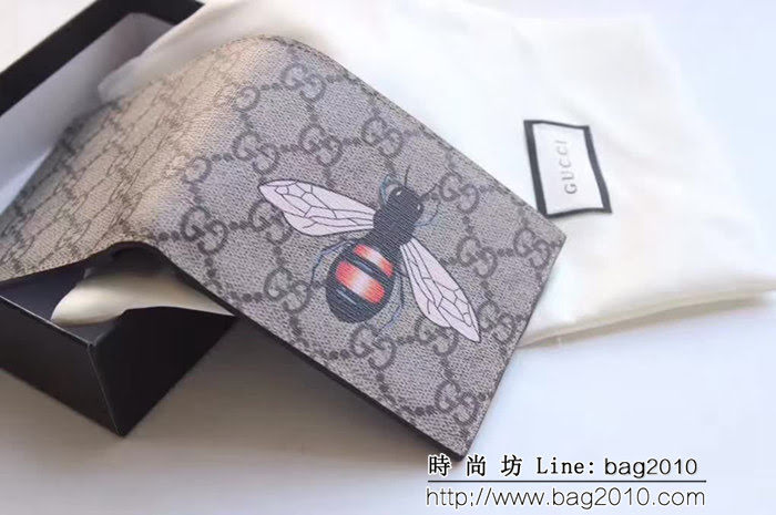 GUCCI古馳 經典款 G家蜜蜂圖案 雙折皮夾 138042 WTG1833